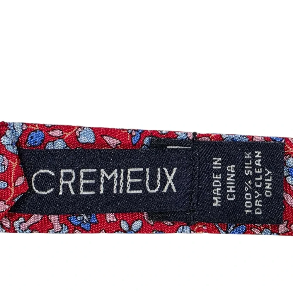 CREMIEUX Floral Silk Self-Tie‎ Bow Tie Red Blue Adjustable 100% Silk Preppy